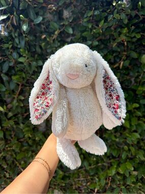 white floral  jellycat bunny